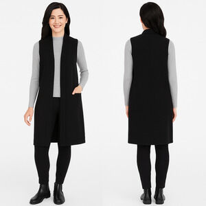 NWT Hilary Radley Women’s Long Open Front Vest – Black – Size XS